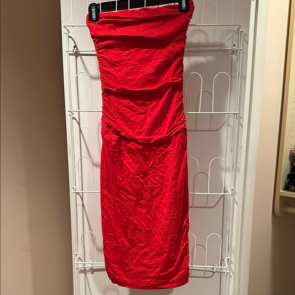 Velvet by Graham & Spencer Red Strapless Bodycon Dress for Cocktail